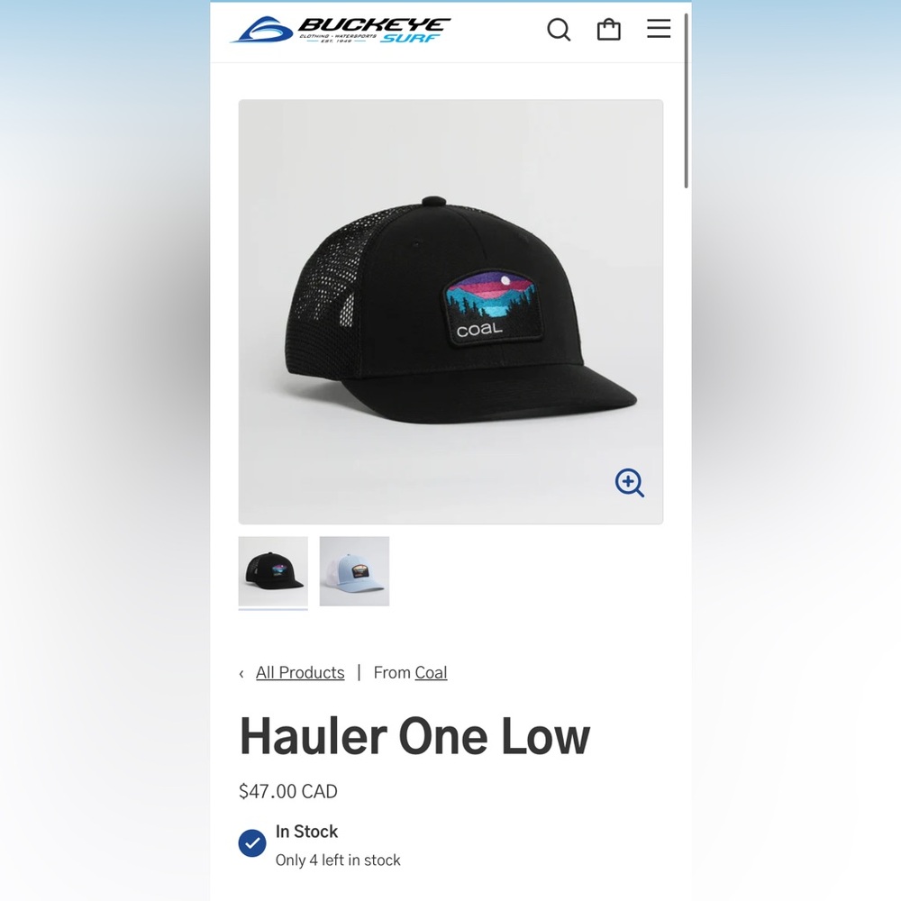 Coal Black Trucker Hat with Mountain Patch - Picture 6 of 6